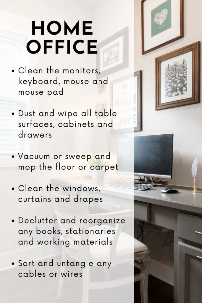 room by room spring cleaning checklist for your home office