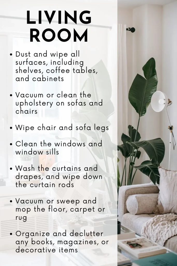 room by room spring cleaning checklist for your living room