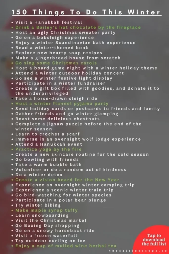 150 fun things to this winter - bucket list ideas