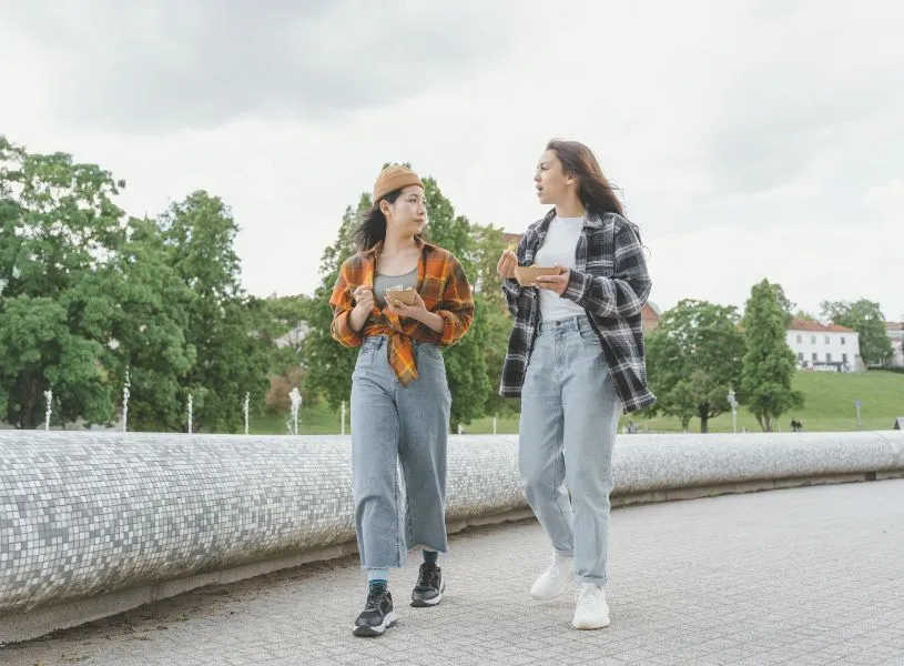 two college students walking