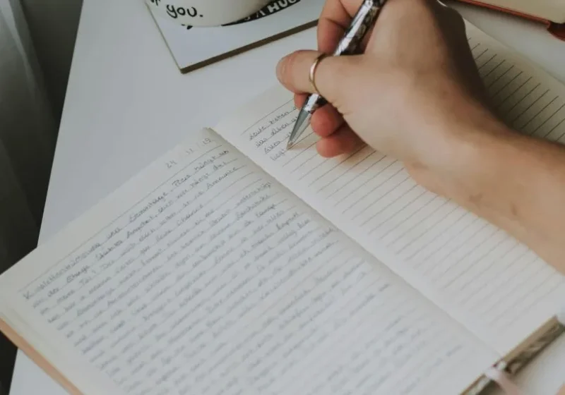 person writing in their new year journal
