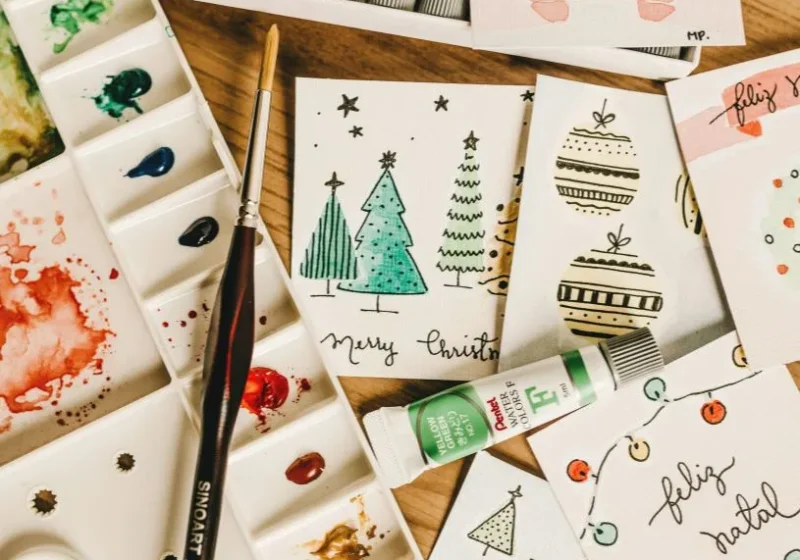 xmas bucket list ideas: DIY waterpainting xmas cards