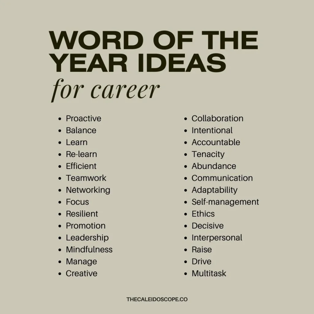 word of the year ideas for career