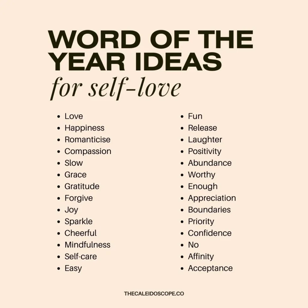 word of the year ideas for self-love