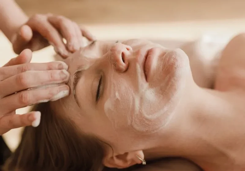 woman enjoying a facial spa