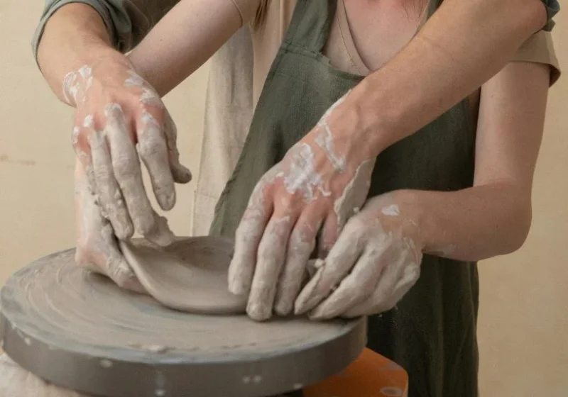 couple doing claywork together