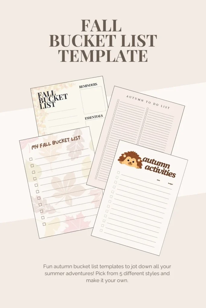 free download printable - fall bucket list templates