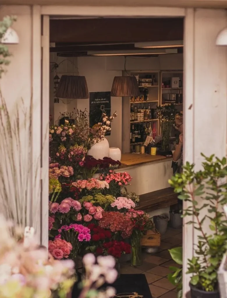 looking into a flower shop