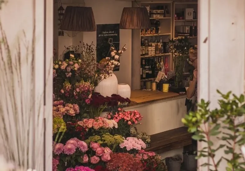 looking into a flower shop